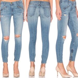 Current/Elliot the silverlake zip ticker destroy distressed light wash jeans 32